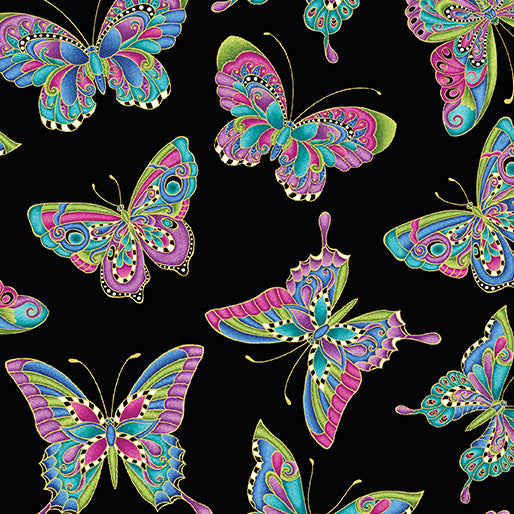 Alluring Butterflies Black Multi - (1)