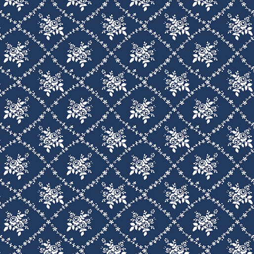 Classic Keepsakes in Blue 14648-55 Rose Trellis Navy Blue