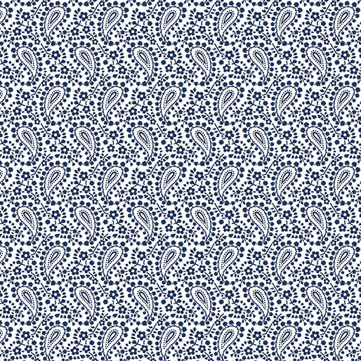 Classic Keepsakes in Blue 14650-50 Paisley Floral White/Navy