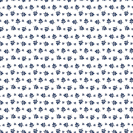Classic Keepsakes in Blue 14654-50 Little Flower Buds White/Navy