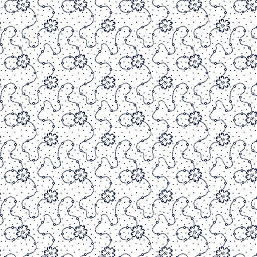 Classic Keepsakes in Blue 14655-50 Calico Floral White/Navy