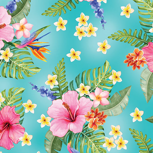 Paradise Awaits 14843-84 Hibiscus Paradise Teal