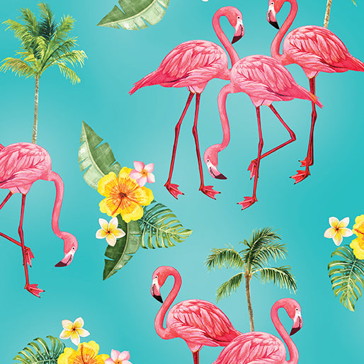Paradise Awaits 14847-84 Flamingo Paradise Teal