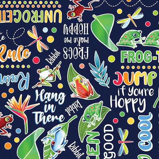 Rainforest Glow 14897G-58 Frog-Tastic Words Navy