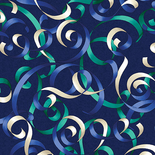 Holiday Frolic 16610-57 Ribbon Frolic Navy