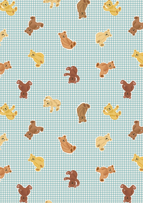 Teddy Bear's Picnic A792-2 Teddy Bears on Duck Egg Blue