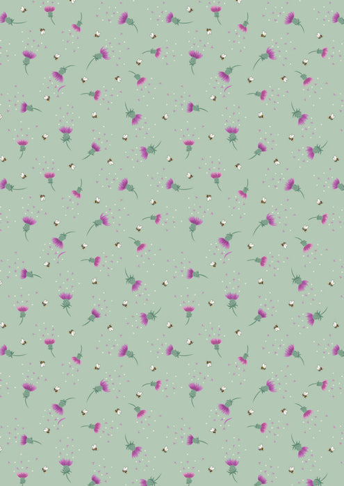 A Celtic Summer D-A988C Bee Thistle on Sage Green