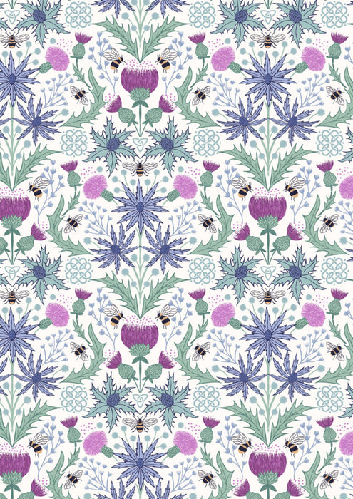 A Celtic Summer D-A989A Mirrored Thistle and Bee on Cream