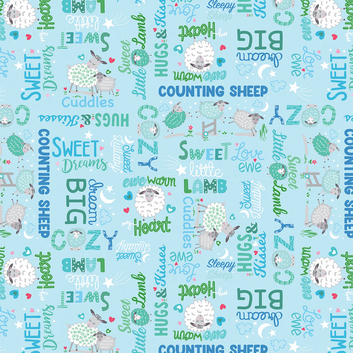 Sweet Little Lamb 14967-54 Sweet & Cozy Words Sky Blue
