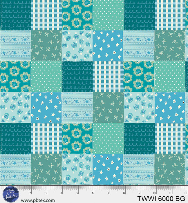 Things with Wings TWWI-0600-BG Patterned Patchwork Teal