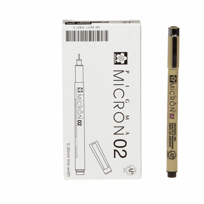 Pigma Micron Pen Black .30mm Size 02
