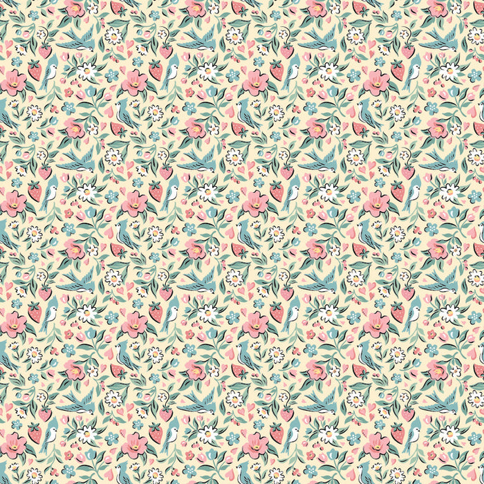 Granny's Sewing Room GS25901 Bluebirds & Berries Yellow