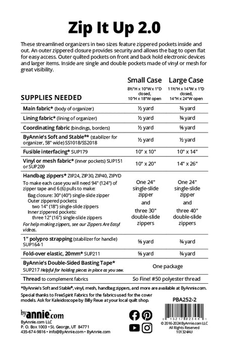 Zip It Up 2.0 Pattern
