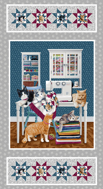 Quilted Kitties 24" Panel