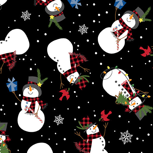 Country Christmas Jolly Snowman Black