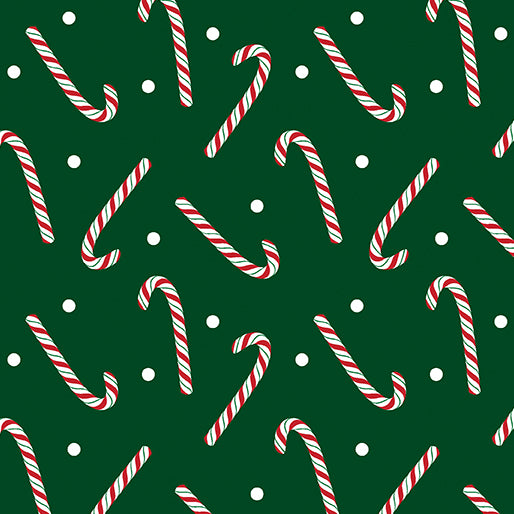 Country Christmas Jolly Candy Canes Dark Green