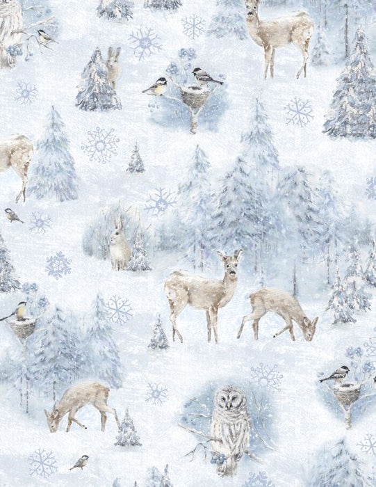 Woodland Frost Forest Animals Scenic Blue