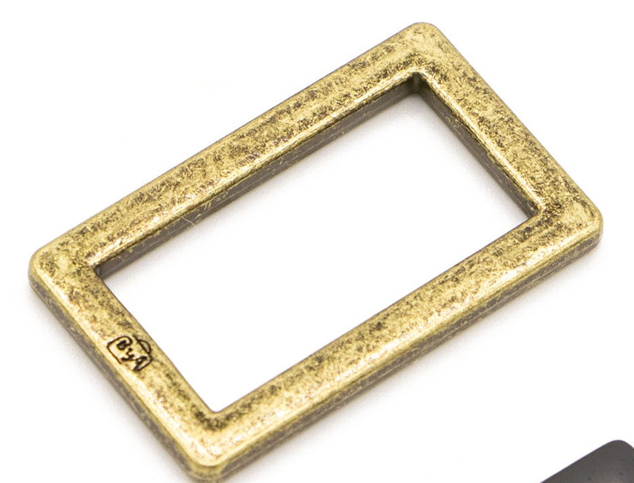 Hardware 1" Flat Rectangle Rings--Antique Brass