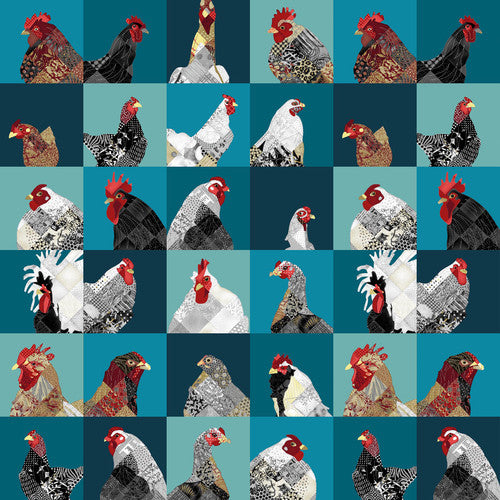 Zooming Chickens Teal Red
