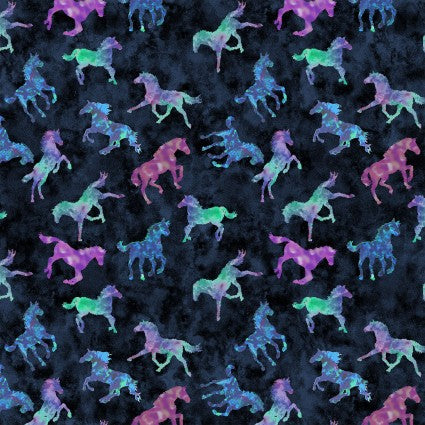 Color Your World with Horses Indigo Multi