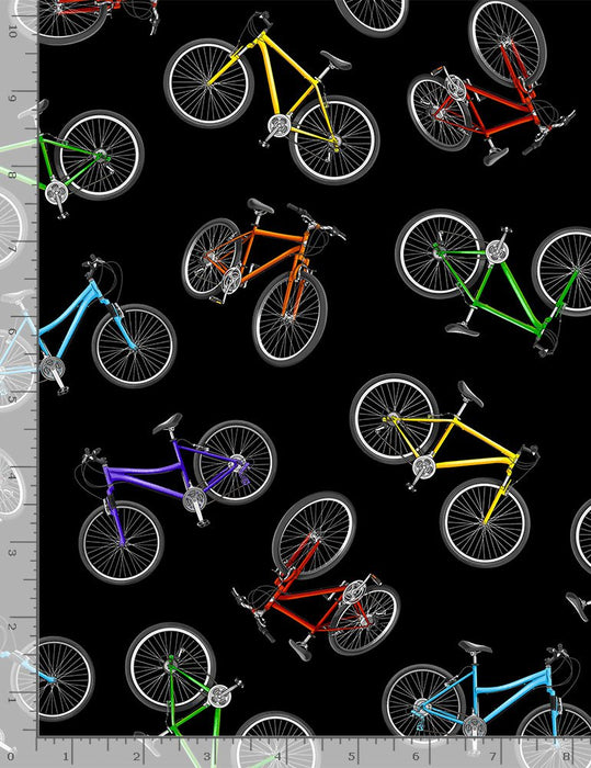 Tossed Colorful Bicycles Black