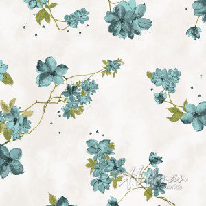 Painted Petals Dusty Teal - (1)