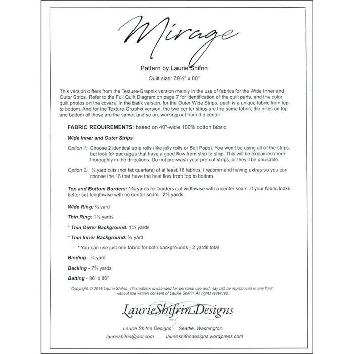Laurie Shifrin Designs Mirage Pattern